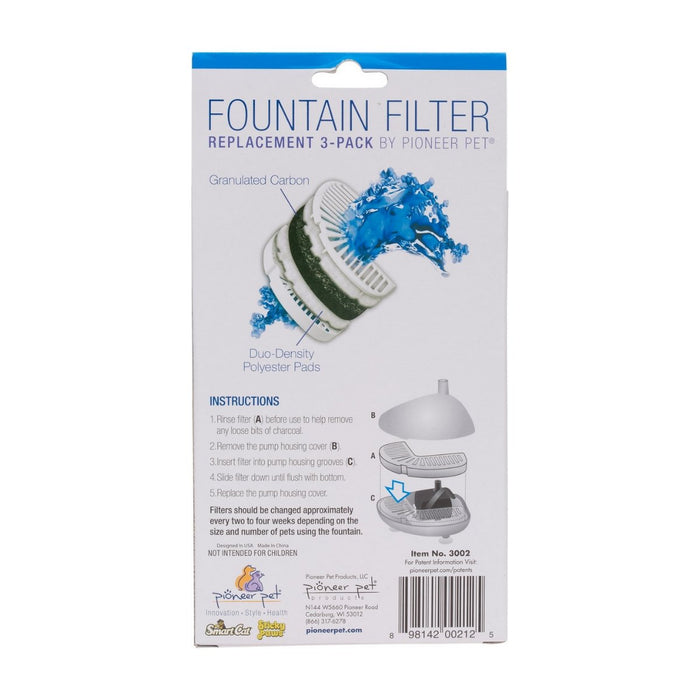 Pioneer Pet Replacement Filters for Ceramic & Stainless Steel Fountains 3pk - Best By