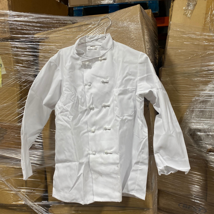 Best Textiles 100% Polyester Basic Double Knot Double-Breasted White Unisex Chef Jacket