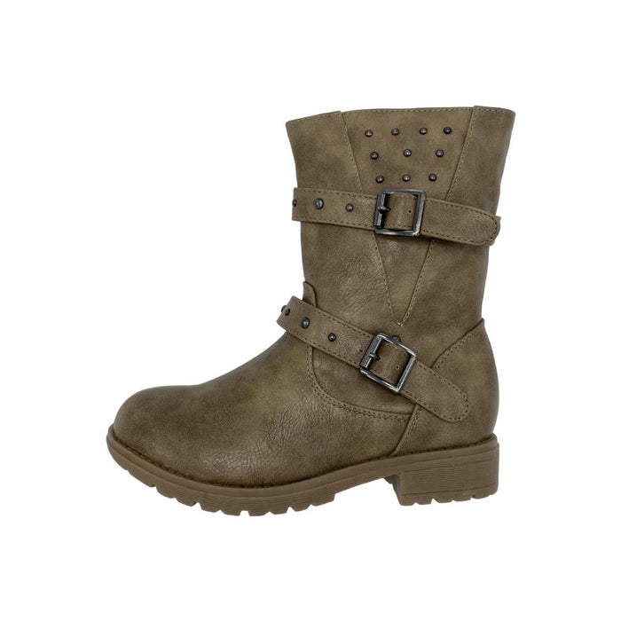 Carrie Silver Chess Buckle Tan Boot - SafeSavings