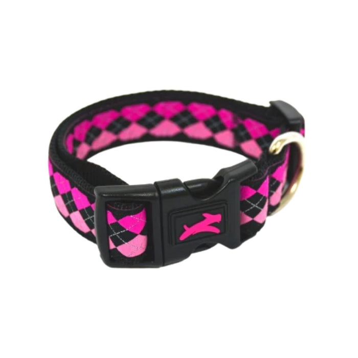 Jump Nylon Clip Collar Argyle Pink 7-9in - Best By
