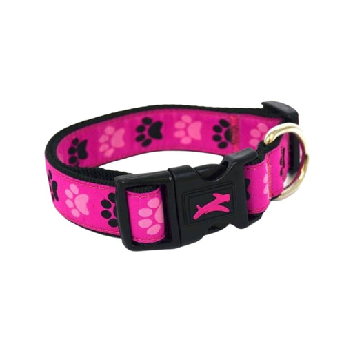 Jump Nylon Clip Collar Paw Pink & Black 7-9in - Best By