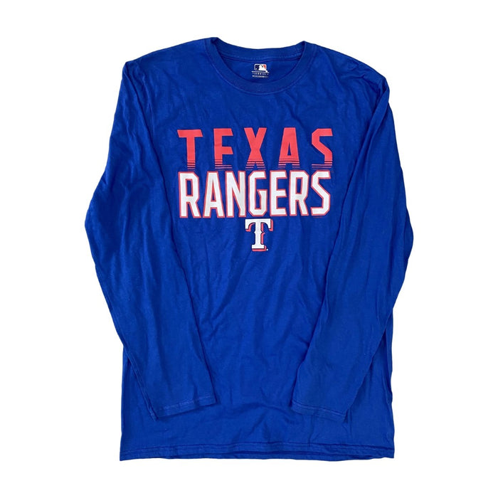 MLB Texas Rangers Baseball Men's Blue Long Sleeve T-Shirt — SafeSavings