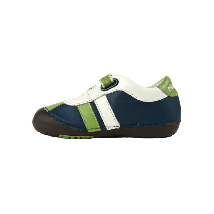 Momo Baby Boys Z-Strap Slate/Green Leather Shoe - SafeSavings