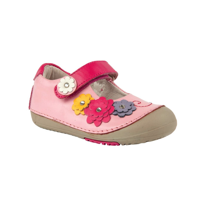 Momo Baby Girls Flower Power Mary Jane Pink Leather Shoe - SafeSavings