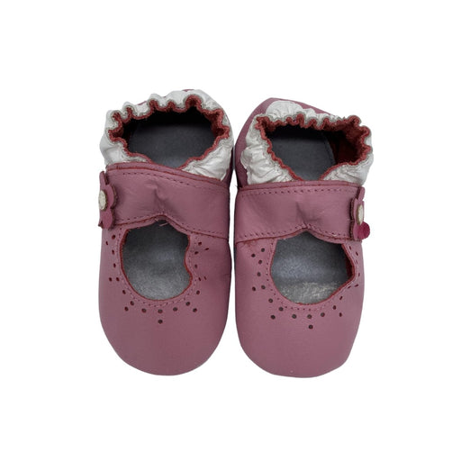 Momo Baby Girls Soft Sole Leather Baby Shoes Pink & White Flower - SafeSavings