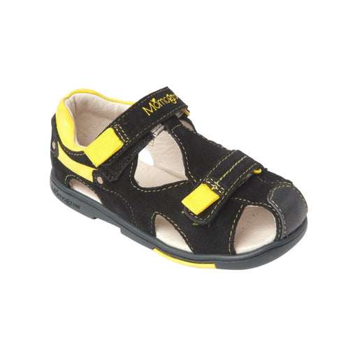 Momo Grow Boys Double-Strap Black/Yellow Sandal - SafeSavings