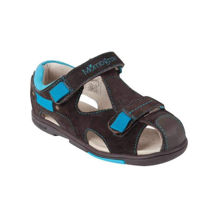 Momo Grow Boys Double-Strap Brown/Blue Sandal - SafeSavings