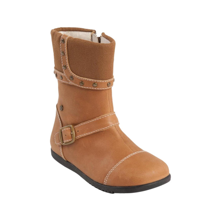 Momo Grow Girls "Bailey" Brown Leather Boots - SafeSavings