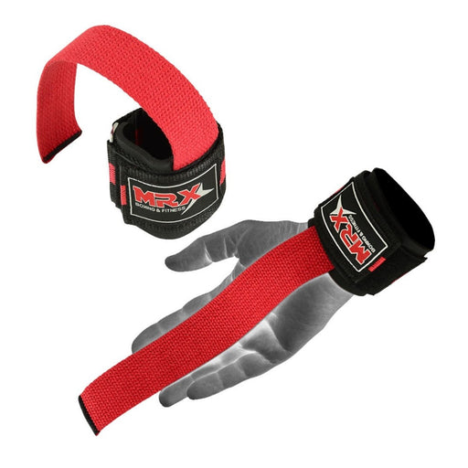 MRX Padded Weightlifting Bar Straps with Heavy Duty Red Nylon Support Wraps - SafeSavings