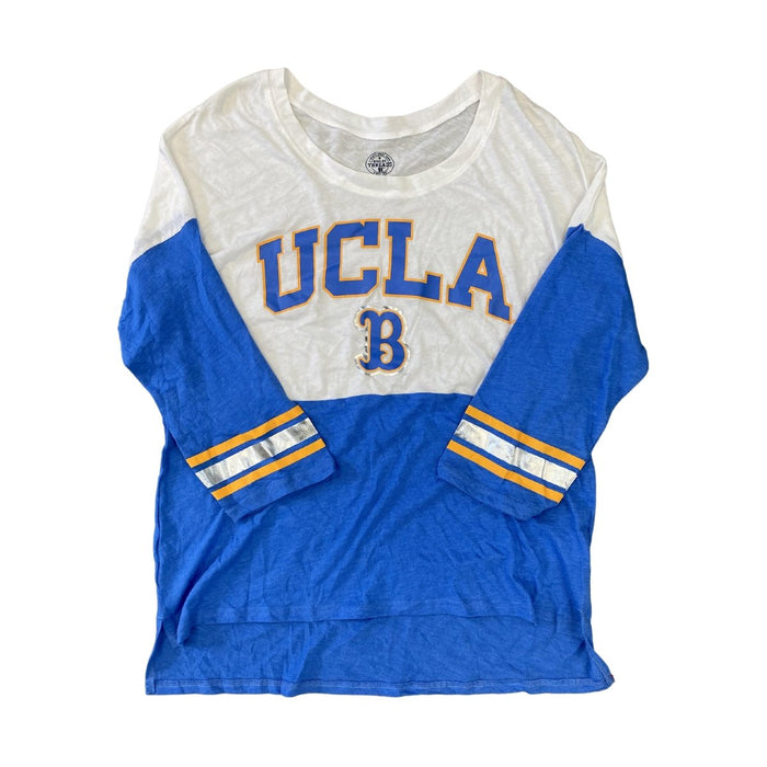 NCAA UCLA Bruins Women's White and Blue Long Sleeve Raglan T-Shirt - SafeSavings