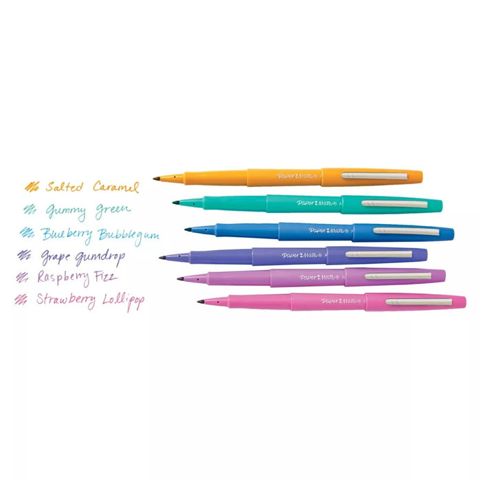 PaperMate Marker Pens Flair Medium Tip Candy Pop Colors 6pk - Best By