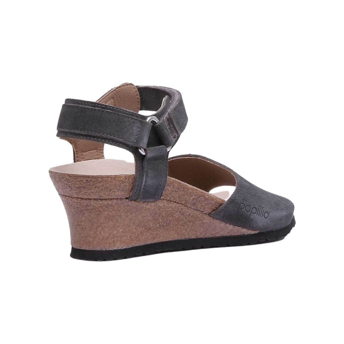 Papillio Eve Smooth Women's Anthracite Suede Leather Wedge Sandal - SafeSavings