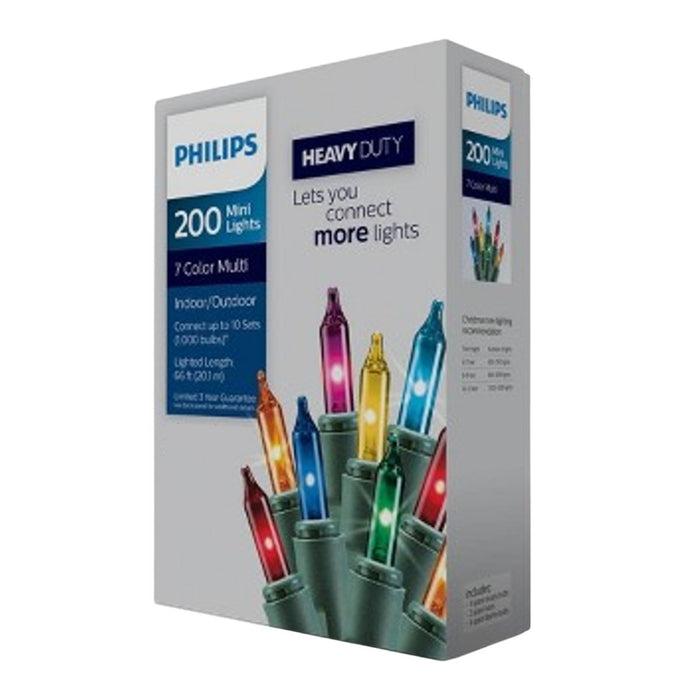 Philips Heavy Duty Smooth Incandescent Mini String Lights with Green Wire 200-Count - SafeSavings