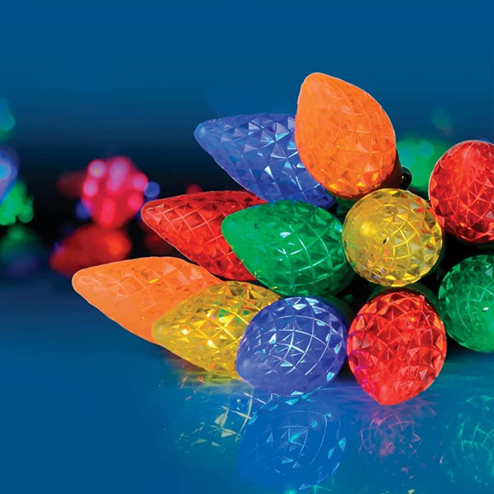 Philips Multi 25 Faceted C9 Indoor/Outdoor LED Twinkling Christmas Lights - SafeSavings