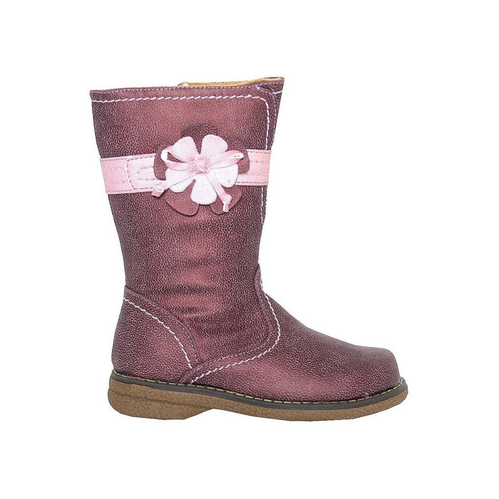 Rachel Shoes Girls Pink Flower Suede Boot - SafeSavings