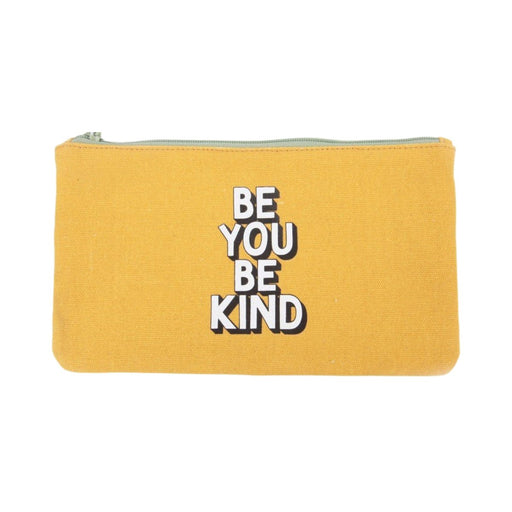 Room Essentials Yellow Canvas Be You Be Kind Zipper Pencil Case - SafeSavings