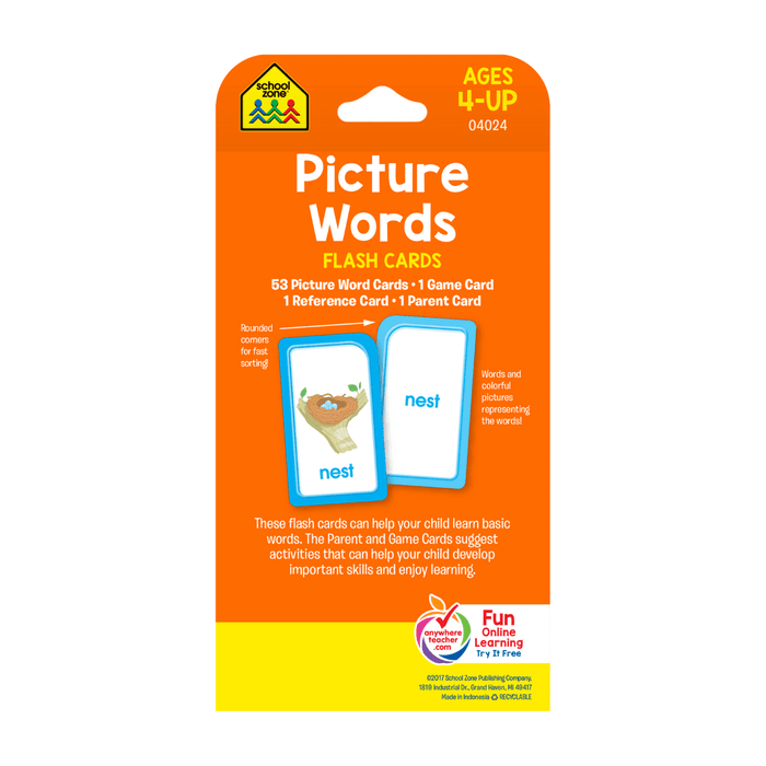 School Zone Picture Words Ages 4 and Up Flash Cards - SafeSavings