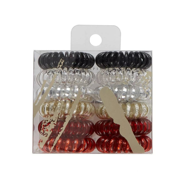 scunci Small Black/Clear/Red/Glitter Spirals 12pk - Best By