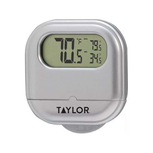 Taylor Digital Indoor Outdoor Thermometer With Suction Cup Silver - Best By