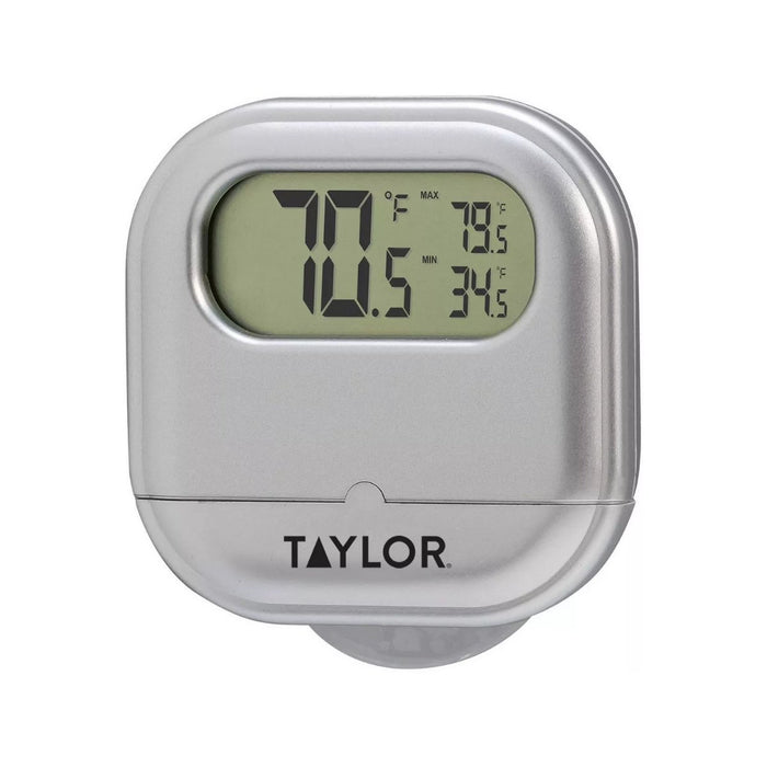 Taylor Digital Indoor-Outdoor Thermometer with Suction Cup Silver Case —  SafeSavings