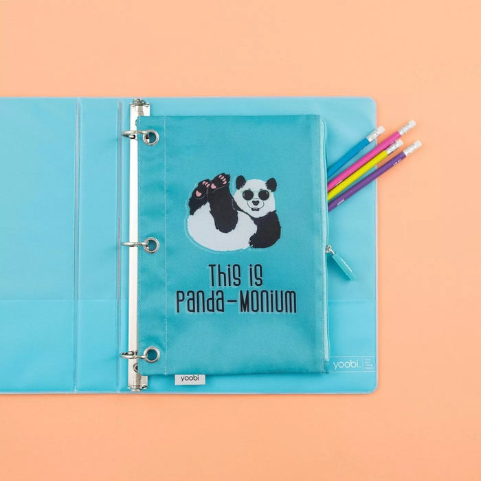 Yoobi Binder Zip Pencil Case Panda-Monium Blue - Best By