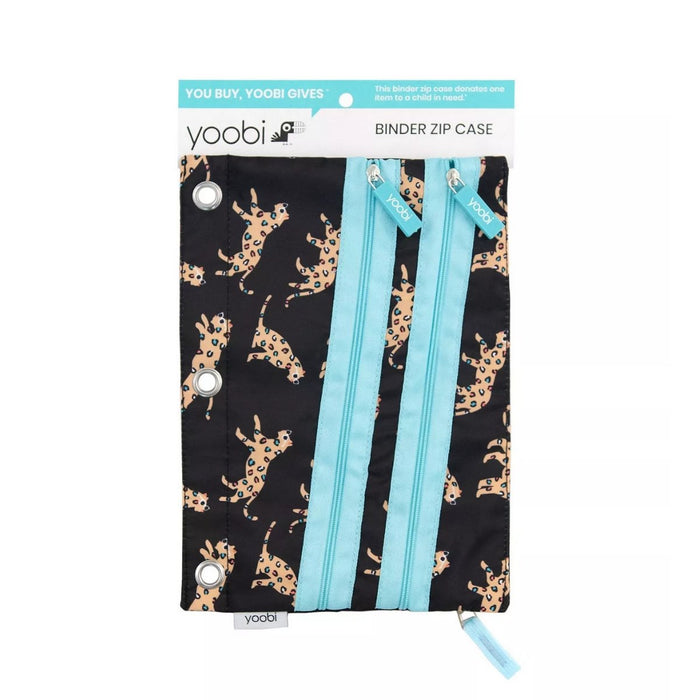 Yoobi Leopard Binder Double Zip Pencil Case - Best By